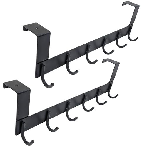 2 Pack 6 Hook Over-The-Door Hanger for Clothes, Belts, Ties, Scarves & more