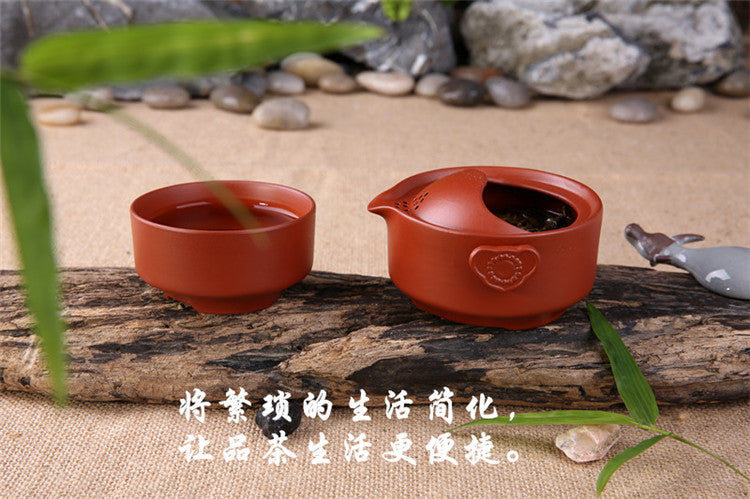Portable Tea Set Pot With Infuser Cup Yixing Zisha Red Clay Tea Set For Travel