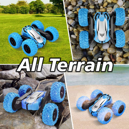 Remote Controlled Double-Sided Stunt Car with Rechargeable Battery (Blue)