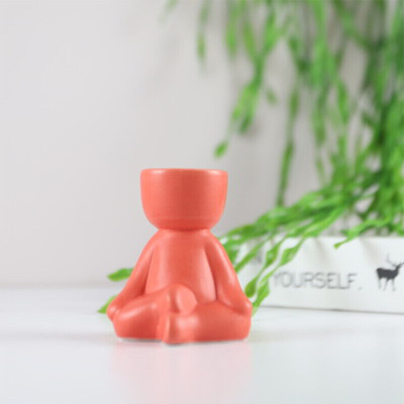 Creative Ceramic Humanoid Statue FlowerPot Succulent Plant Vase Tabletop Planter