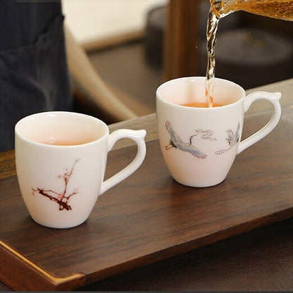 On Sales Porcelain Teacup With Handle Chinese Office Cup Ceramic Butterfly 100ml