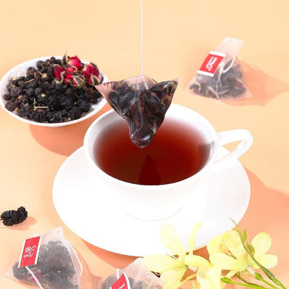 Black Goji Mulberry Rose Mixed Tea Rich in Anthocyanins 250g (5g*50 Sachets)