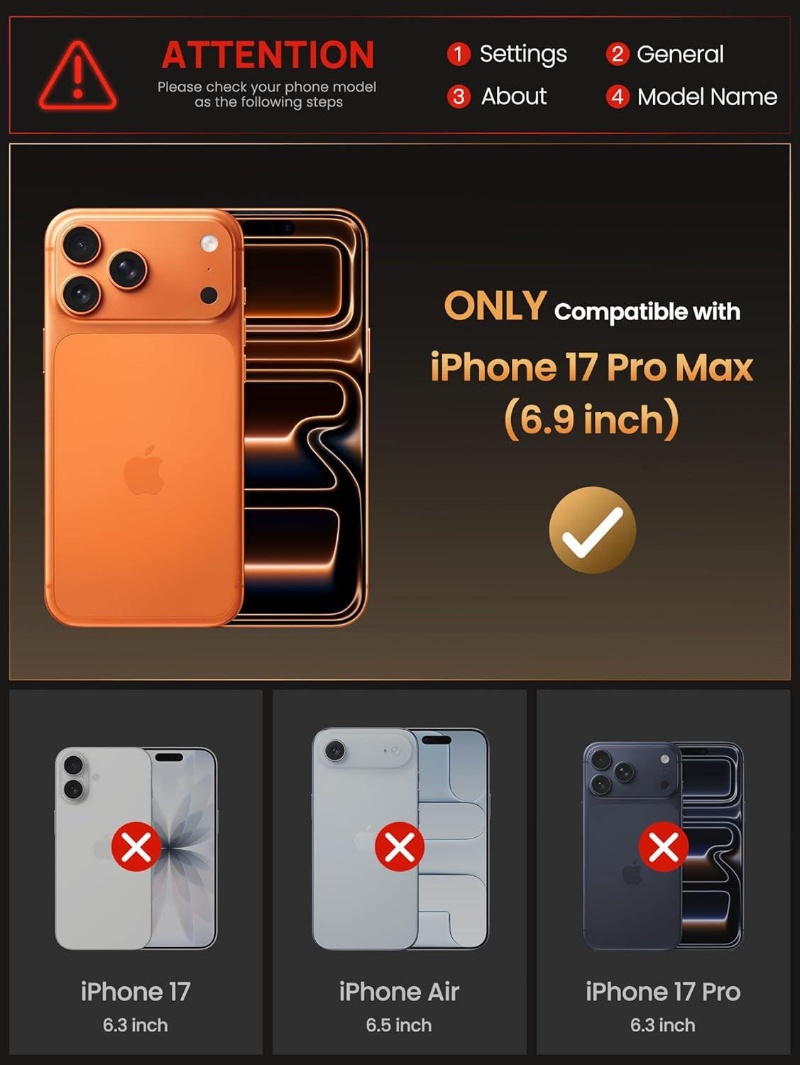 for Iphone 17 Pro Max Wallet Case with Card Holder (4 Cards) [RFID Blocking] & S