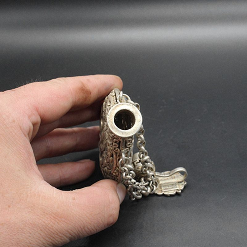 Chinese Knot Incense Pouch | Miao Silver Carving | Antique Style Perfume Holder