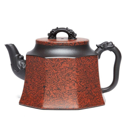 Handmade Yixing Zisha Teapot 300ml Octagonal Dragon Design Purple Clay Tea Pot