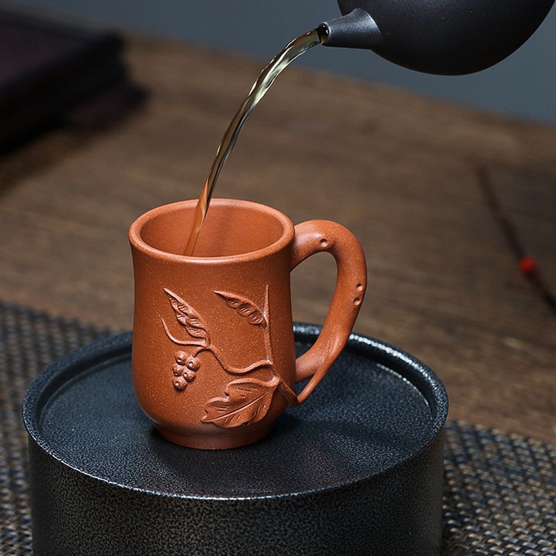 Master Cup With Handle Real Yixing Zisha Purple Clay Tea Cup Marked Office Cups