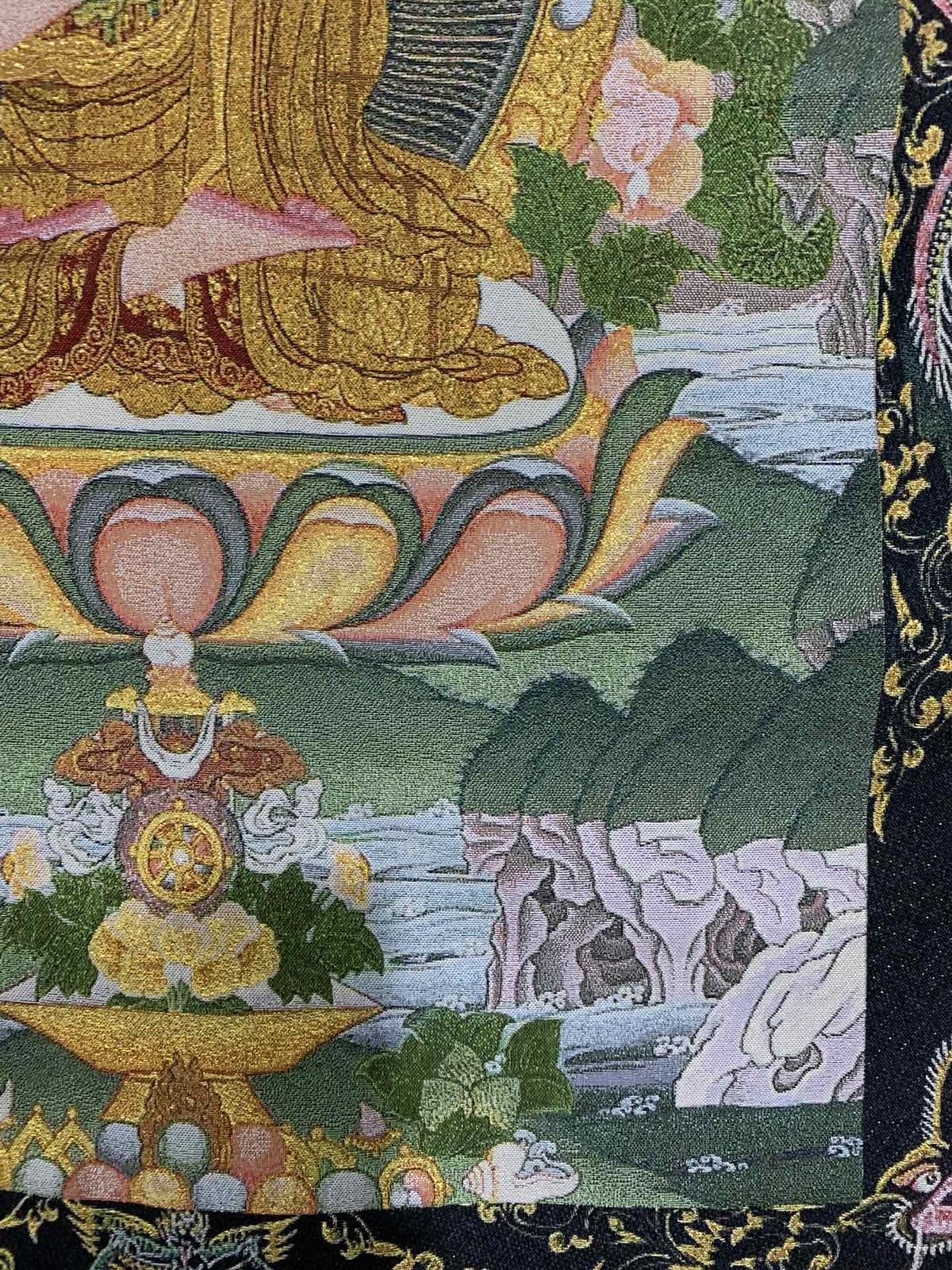 36" Tibet Tibetan Cloth Silk Dragon Sakyamuni Buddha Tangka Thangka Mural