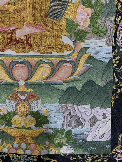 36" Tibet Tibetan Cloth Silk Dragon Sakyamuni Buddha Tangka Thangka Mural