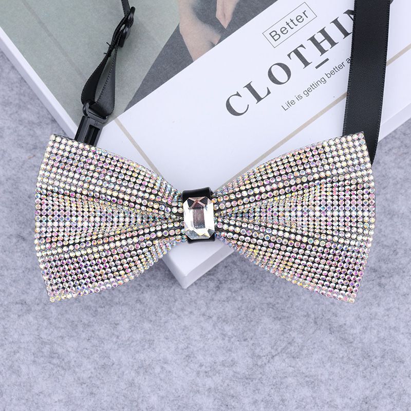 Men Rhinestone Bow Tie Shining Crystal Collar Bowtie Luxury Wedding Banquet Knot