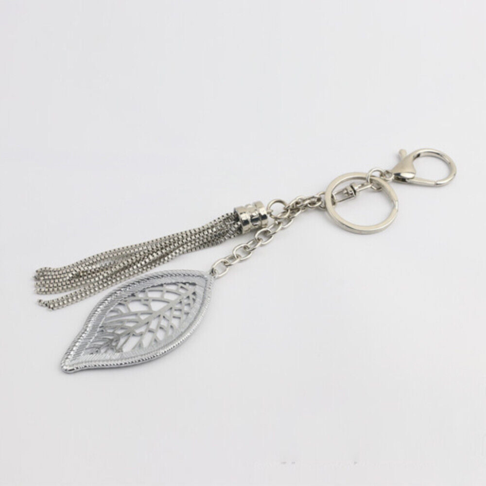 Leaf Shape Keychain Bag Hanging Ornament Tassel Chain Decorative Bag Pendant