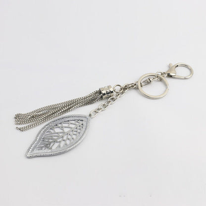 Leaf Shape Keychain Bag Hanging Ornament Tassel Chain Decorative Bag Pendant