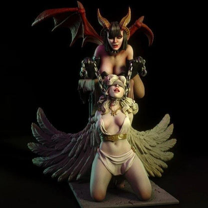 Devil And Angel Sexy No Clothes 1/24 75mm Resin Figure Model Kit Unpainted New