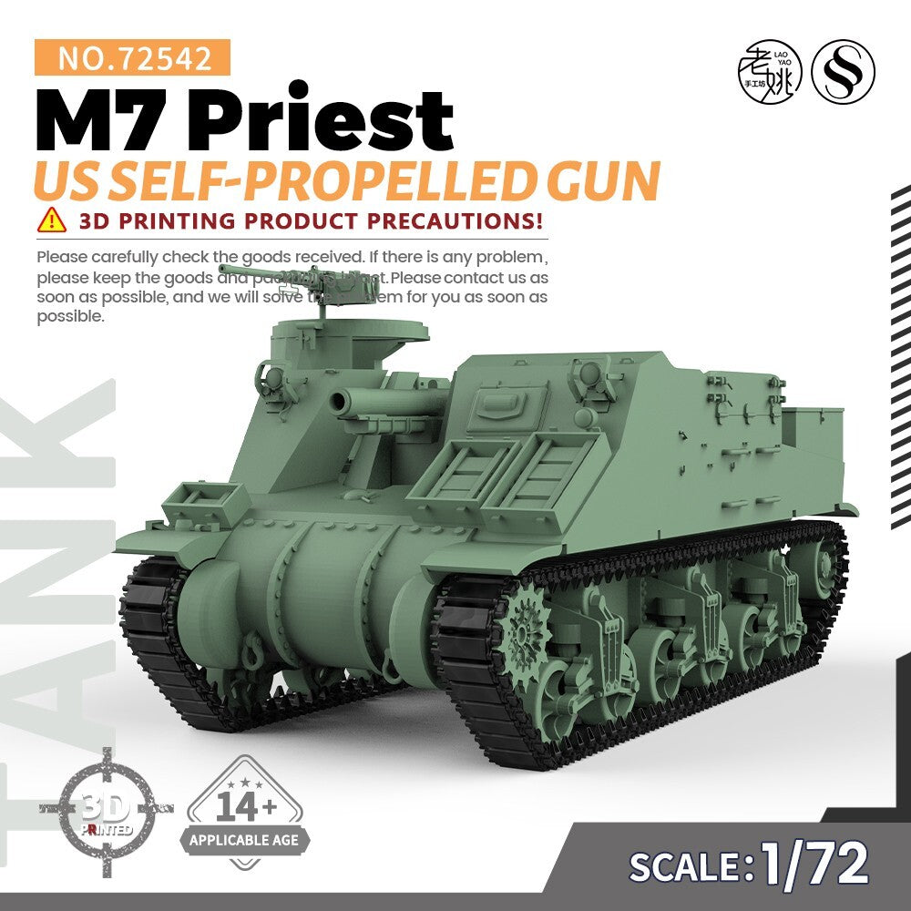 SSMODEL SS72542 1/72 25mm Military Model Kit US M7 Priest Self-Propelled Gun
