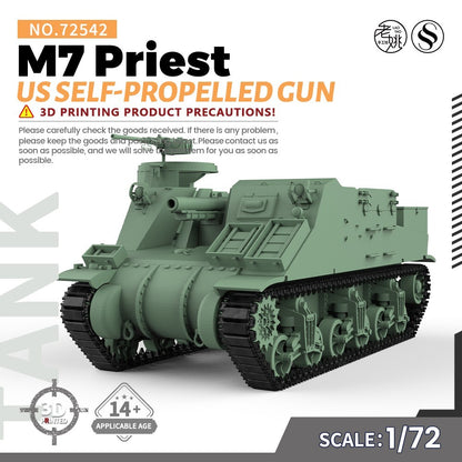SSMODEL SS72542 1/72 25mm Military Model Kit US M7 Priest Self-Propelled Gun