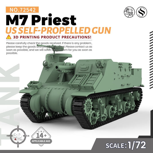 SSMODEL SS72542 1/72 25mm Military Model Kit US M7 Priest Self-Propelled Gun