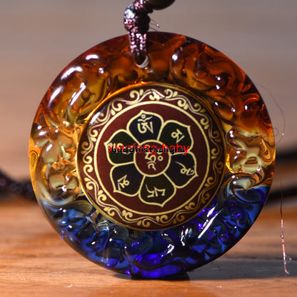 New Colorful Glazed Thangka Amulet Hand-painted Buddha Pendant Necklace