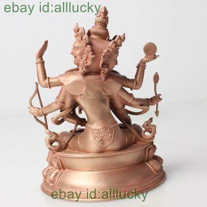10cm Red Copper Hand-carve Ushnisha Vijaya Statue Tibet Namgyalma Exquisite