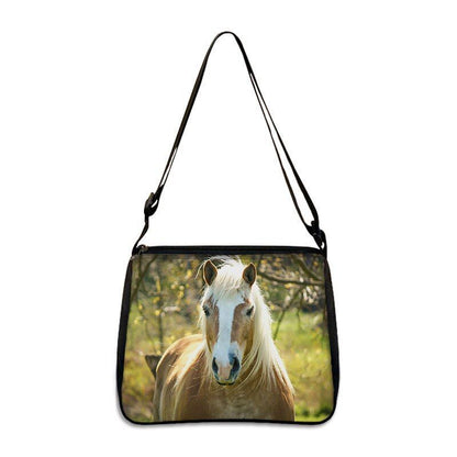 Horse Print Handbag Canvas Shoulder Bag Messenger Bags Travel Crossbody Nylon