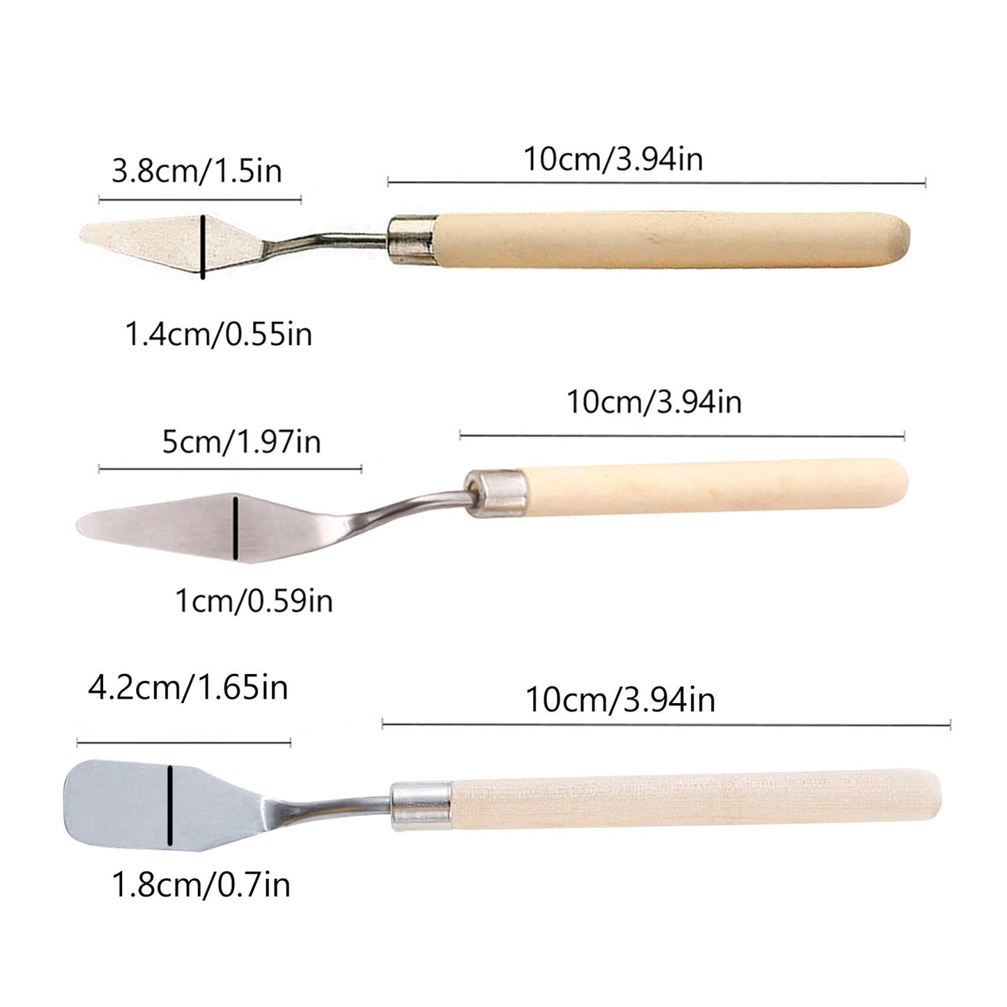 Gouache Oil Paint Scraper Set Wooden Stainless Steel Spatula Palette Art Tools