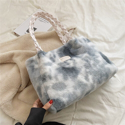 Faux Fur Plush Tote Bags Women Shoulder Bag Shopper Ladies Handbag