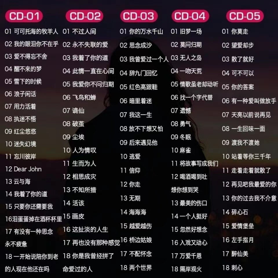 Chinese Pop Music CD Songs Classical Mandarin Car Disc 10CD 经典伤感情歌流行歌曲音乐光碟无损音质