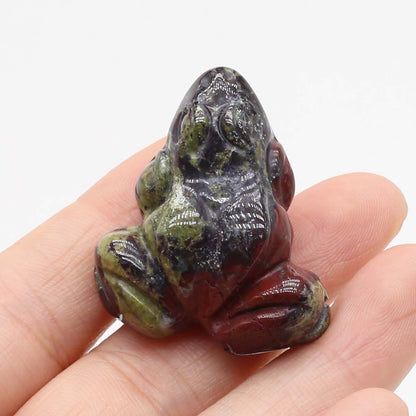 Frog Statue Figurine Natural Stones Hand Carved Ornament Healing Crystal 30x38mm