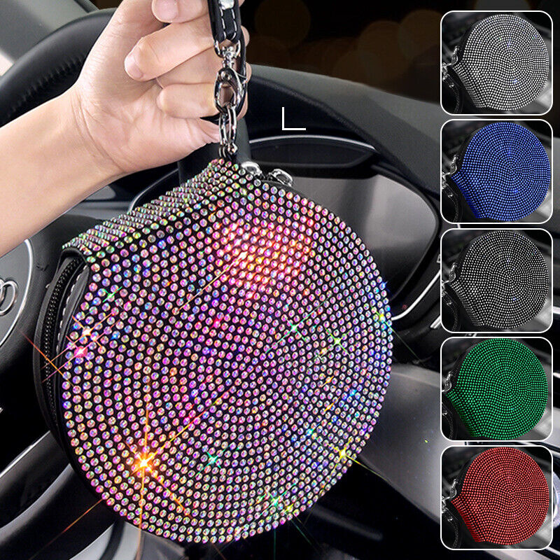 Bling Diamond Rhinestone Car Disc CD Storage Bag Box Holder Interior Accessories