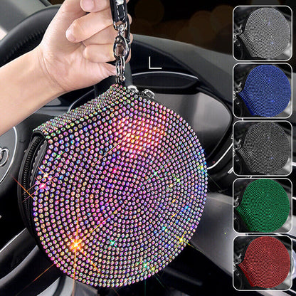 Bling Diamond Rhinestone Car Disc CD Storage Bag Box Holder Interior Accessories