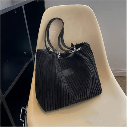 Ulisty Women Corduroy Tote Bag Casual Shoulder Bag Daily Shopping Bag Fashion Ha