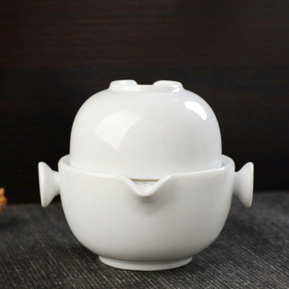 Ceramics Tea Set Include 1 Pot 1 Cup Porcelain Gaiwan Teapot Kung Fu Travel Set