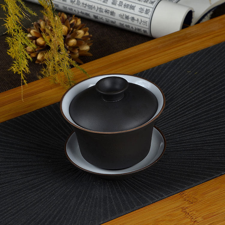 Chinese Zisha Purple Clay Porcelain Gaiwan Kungfu Tea Set Tureen Promotion Bowl