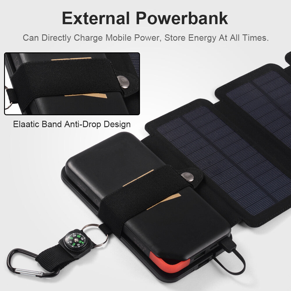 4P Folding Solar Panel Power Bank Charger Waterproof Outdoor Camping w/ USB AU