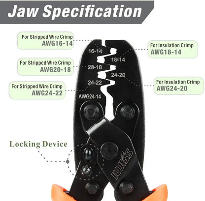 IWISS IWS-1424A/1424B Non Insulated Open Barrel Terminal Crimp Tool Weather Pack