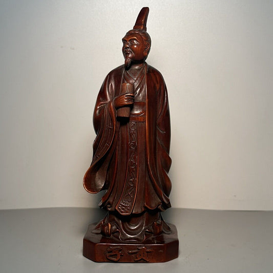 Vintage Chinese Antique Wooden Carved Figure Statue Woodwork Figurines Decor Art