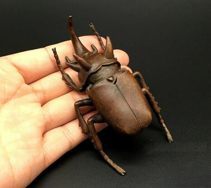 Brass Beetle Statue Insect Figurine Ashtray Decor Collection