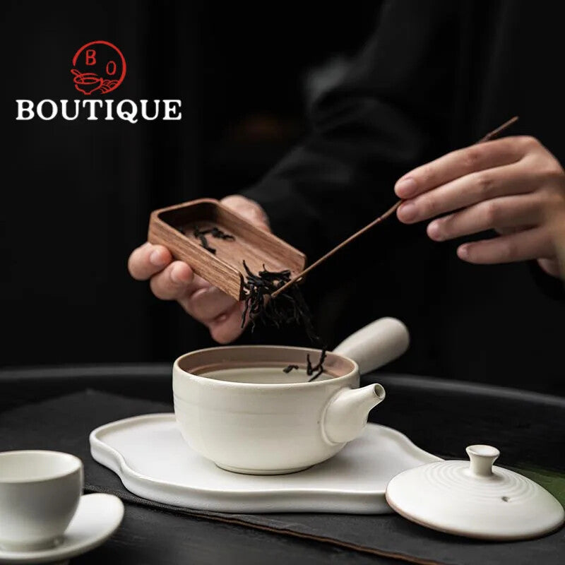 200ml Creative White Porcelain Side Handle Tea Pot Household Kung Fu Tea Set