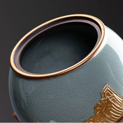 13.6cm Ceramic Tea Caddy Sealed Cans Tea Storage Jar Chinese Kung Fu Tea Set