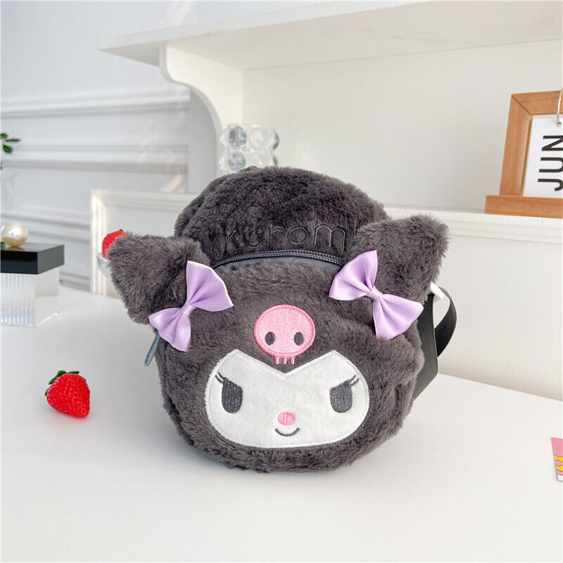 Sanrio Plush Diagonal Straddle Bag Kuromi Melody Makeup Bag