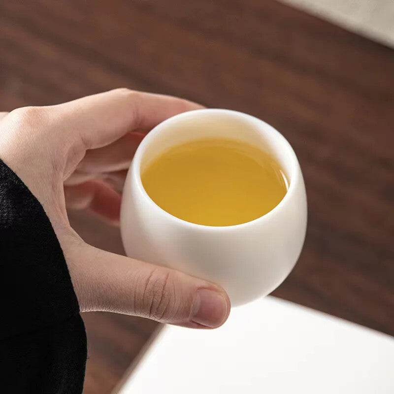 Plain Roast Mutton Fat Jade Small Teacup Dehua Kung Fu Tea Cup White Porcelain