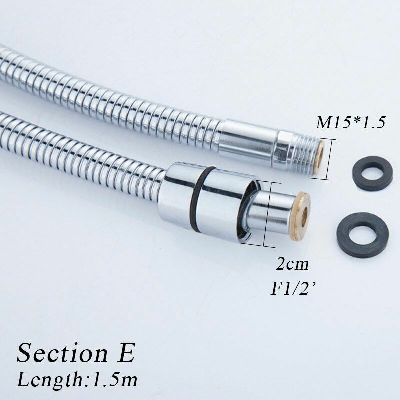 Stainless Steel Chrome Surface Pull Out Shower Pipes Kitchen Drain Faucets Hose