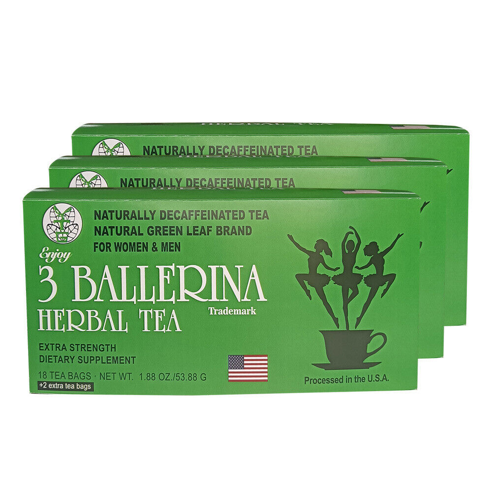 3 BALLERINA HERBAL TEA NATURALLY DECAFFEINATED WOMEN MEN 1.88oz