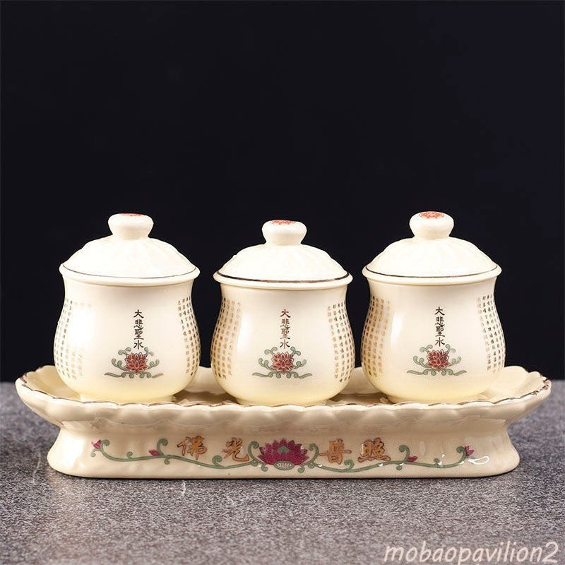 New Buddhism Water Supply Cup Holy Water Cup Ceramic Cup Buddhist Supplies Decor