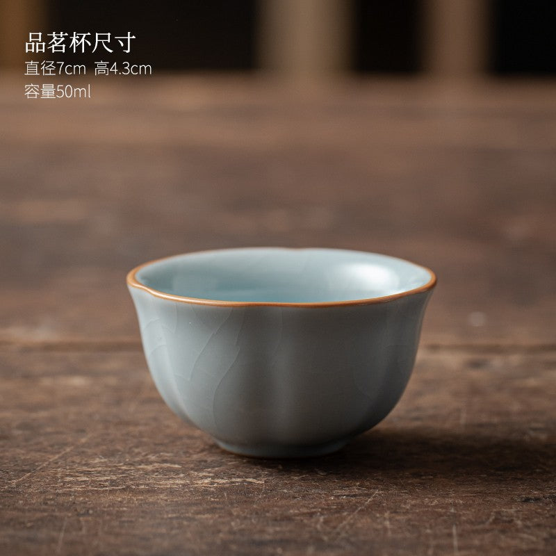 1pc Azure Ru Kiln Master Cup Single Cup Tea Tasting Cup Kung Fu Tea Set