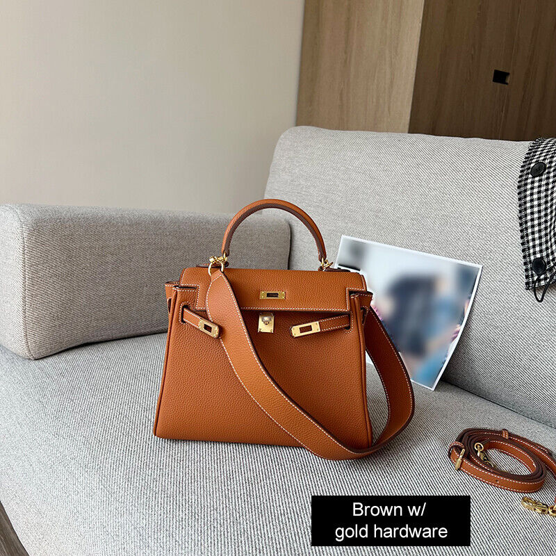 25/28cm Real Leather Flap Tote Shoulder bag Handbag Purse Fashion Briefcase