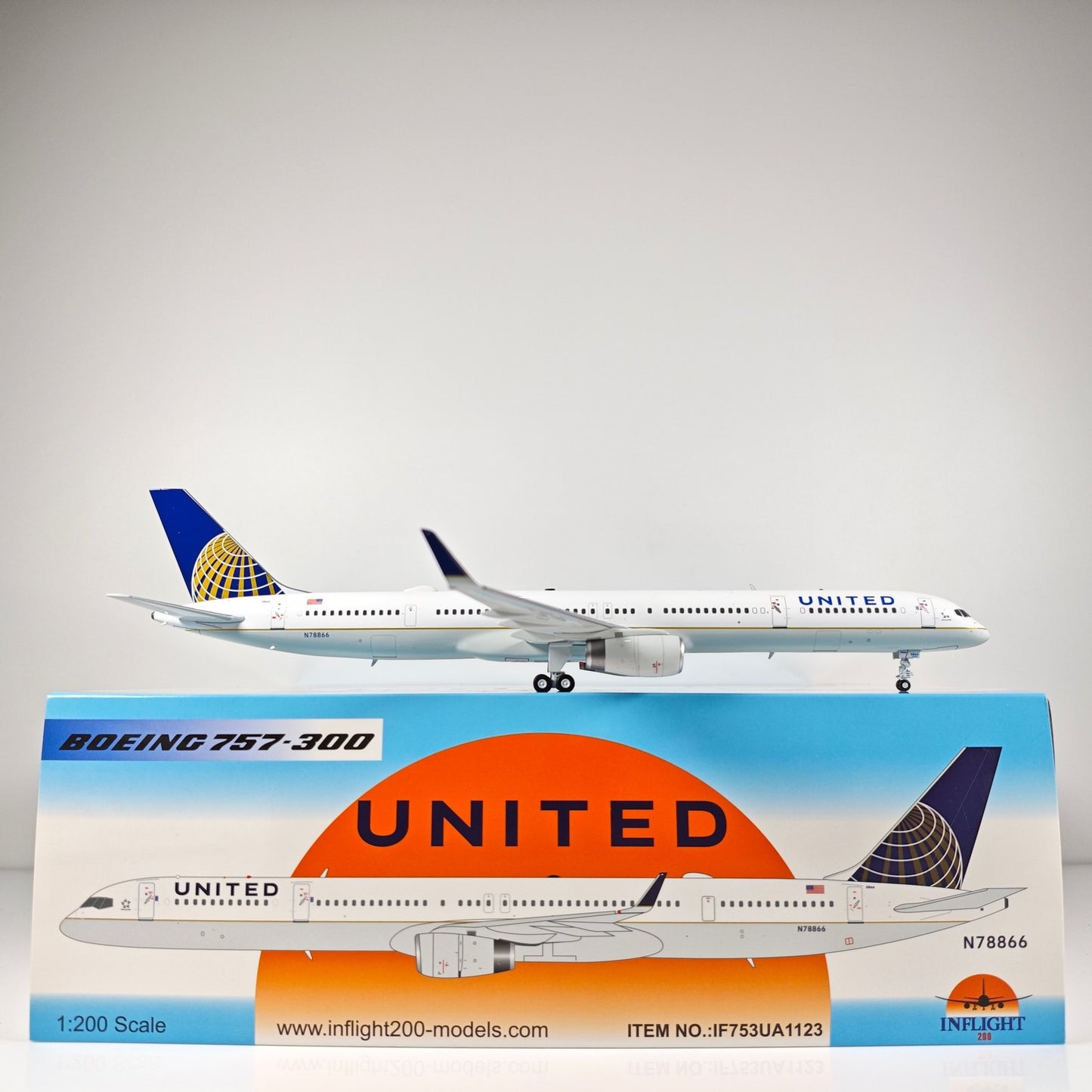 1:200 InFlight United B757-300 N78866 Passenger Airplane Diecast Plane Model