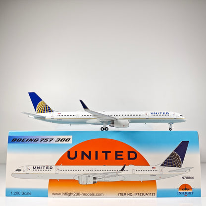 1:200 InFlight United B757-300 N78866 Passenger Airplane Diecast Plane Model