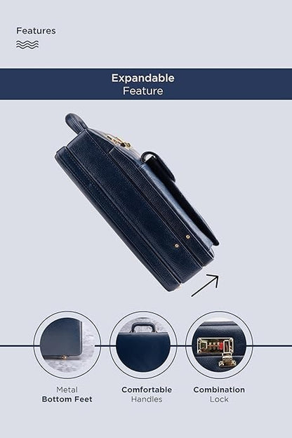 New Leather Travel Briefcase with Combination Lock Office Business Handbag