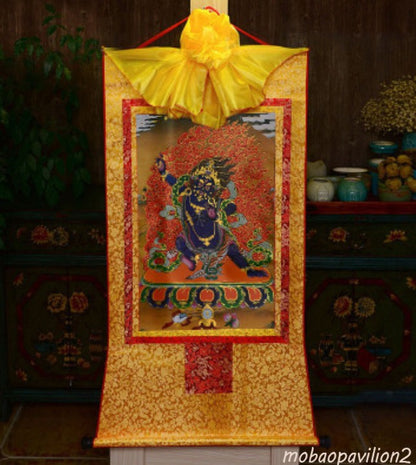 35cm New Buddhism Buddha Print Silk Gild Thangka Vajrapani Buddha Thanka