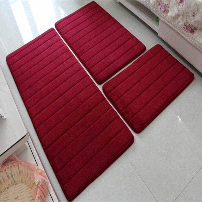 3Pcs/Set Memory Foam Bath Mat Modern Floor Anti-Slip Bathroom Rug Kitchen Carpet