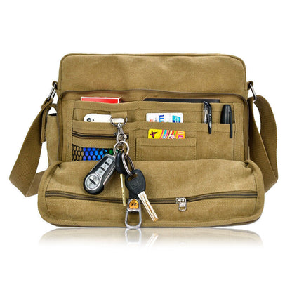 Men Vintage Military Canvas Crossbody Bag School Satchel Messenger Shoulder Bags